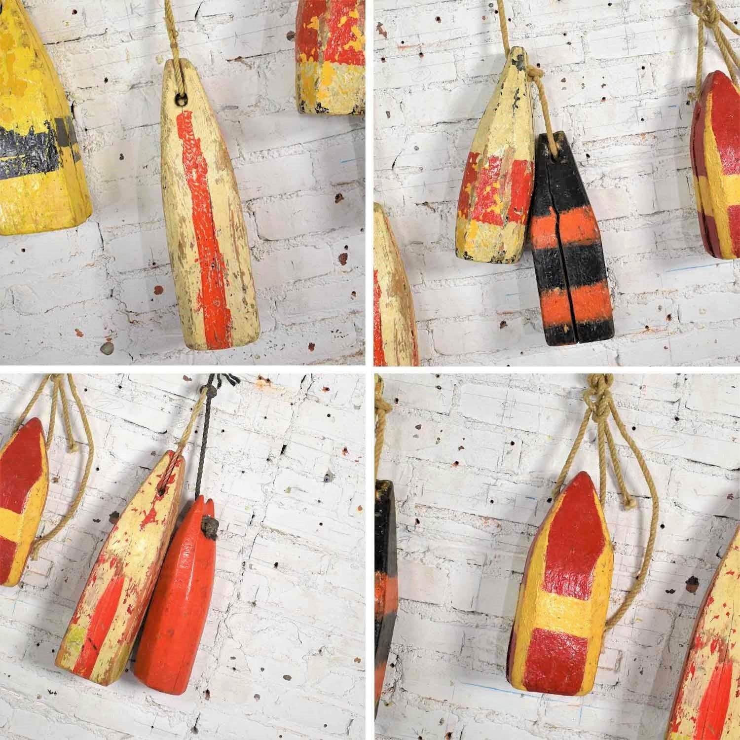 Vintage Painted Wood Authentic Lobster/Crab Trap Buoys Maritime Nautical Décor 4