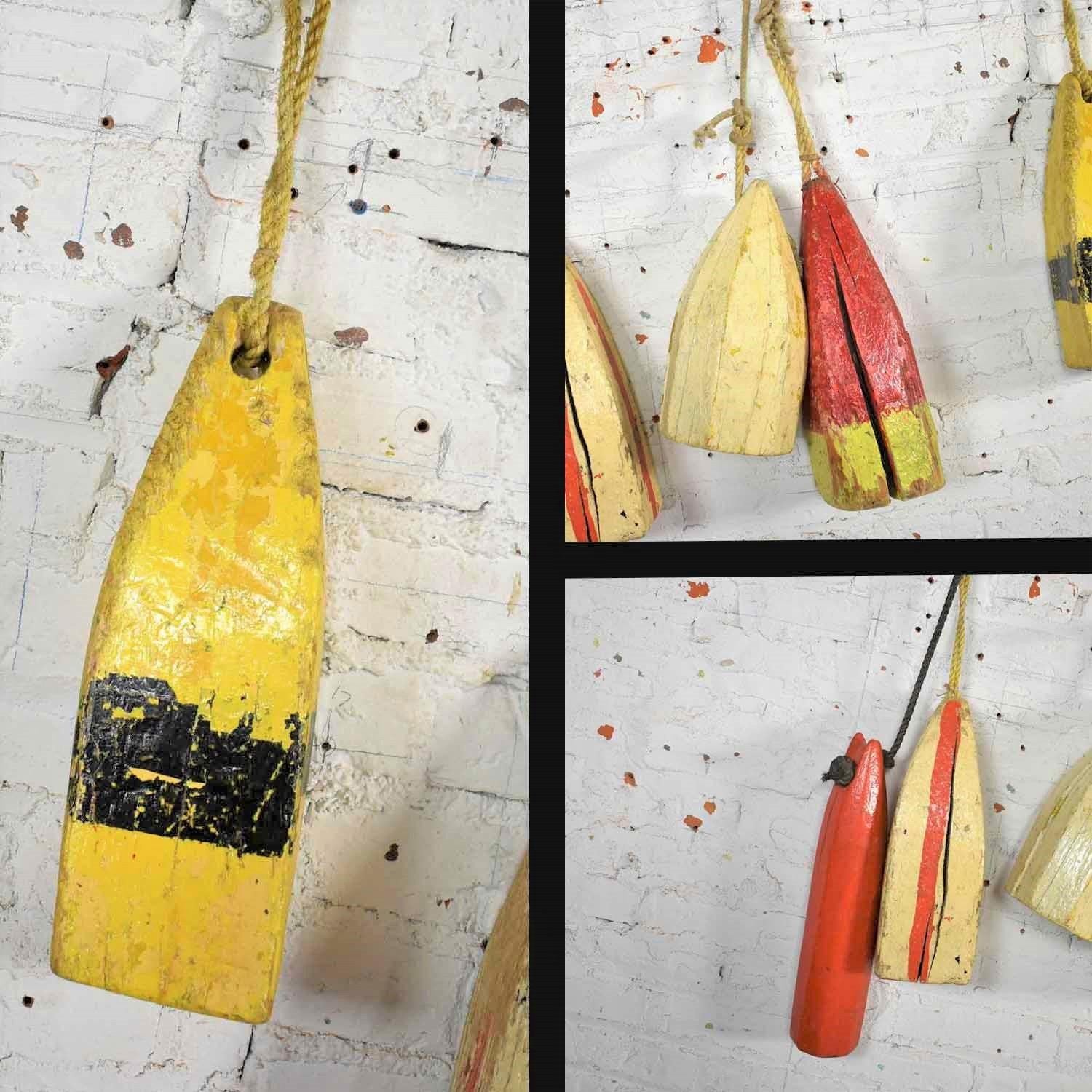 Vintage Painted Wood Authentic Lobster/Crab Trap Buoys Maritime Nautical Décor 5