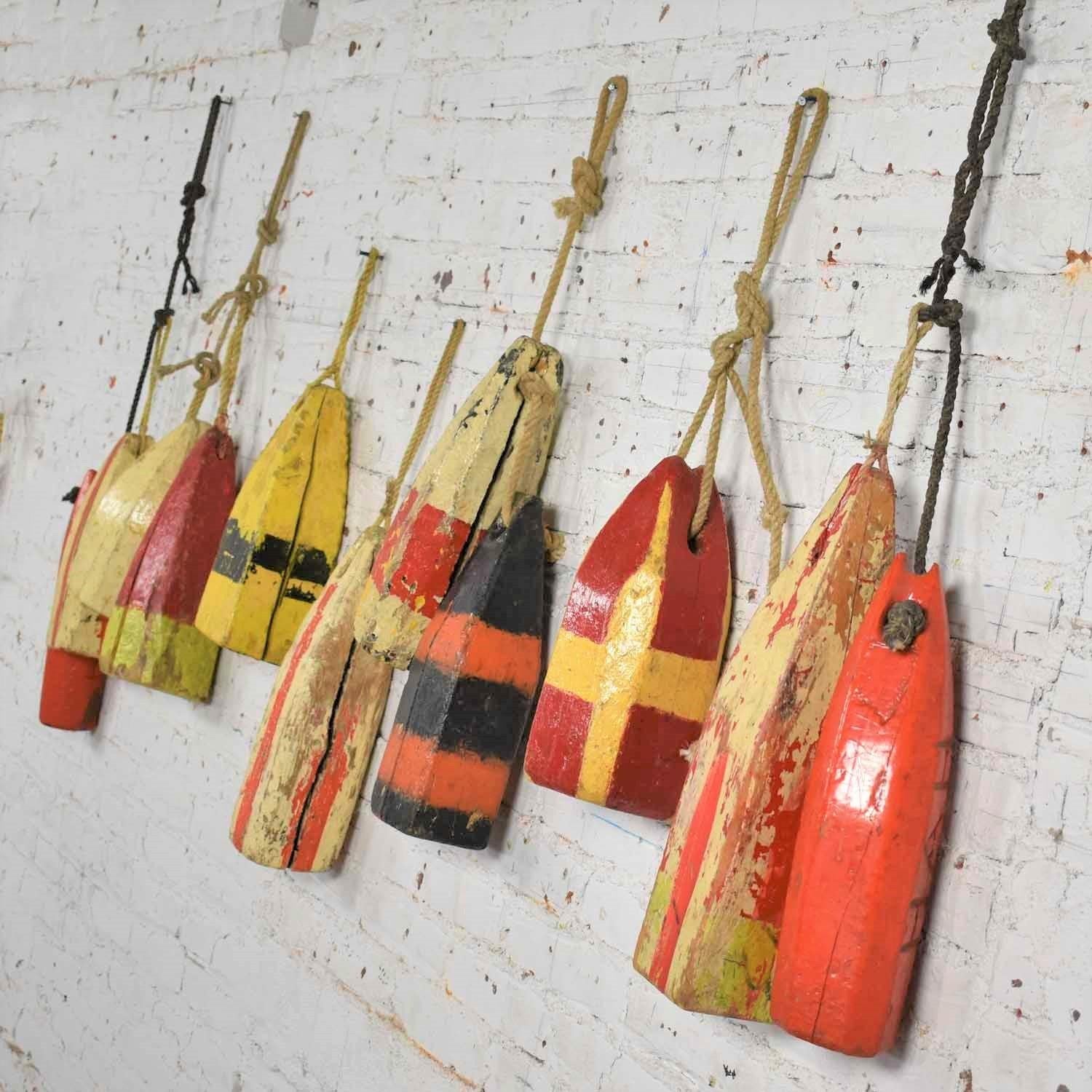 vintage wooden buoys