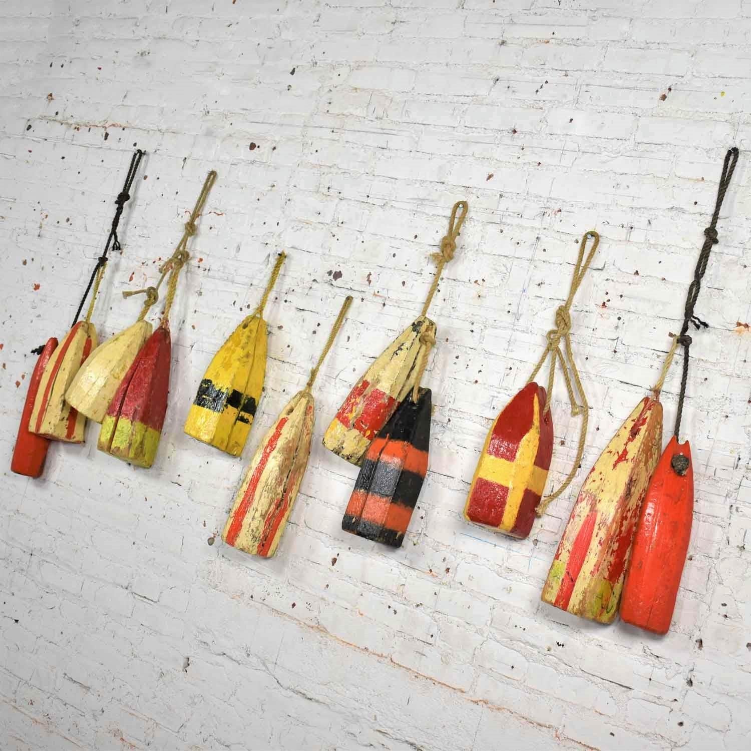 Vintage Painted Wood Authentic Lobster/Crab Trap Buoys Maritime Nautical Décor at 1stDibs