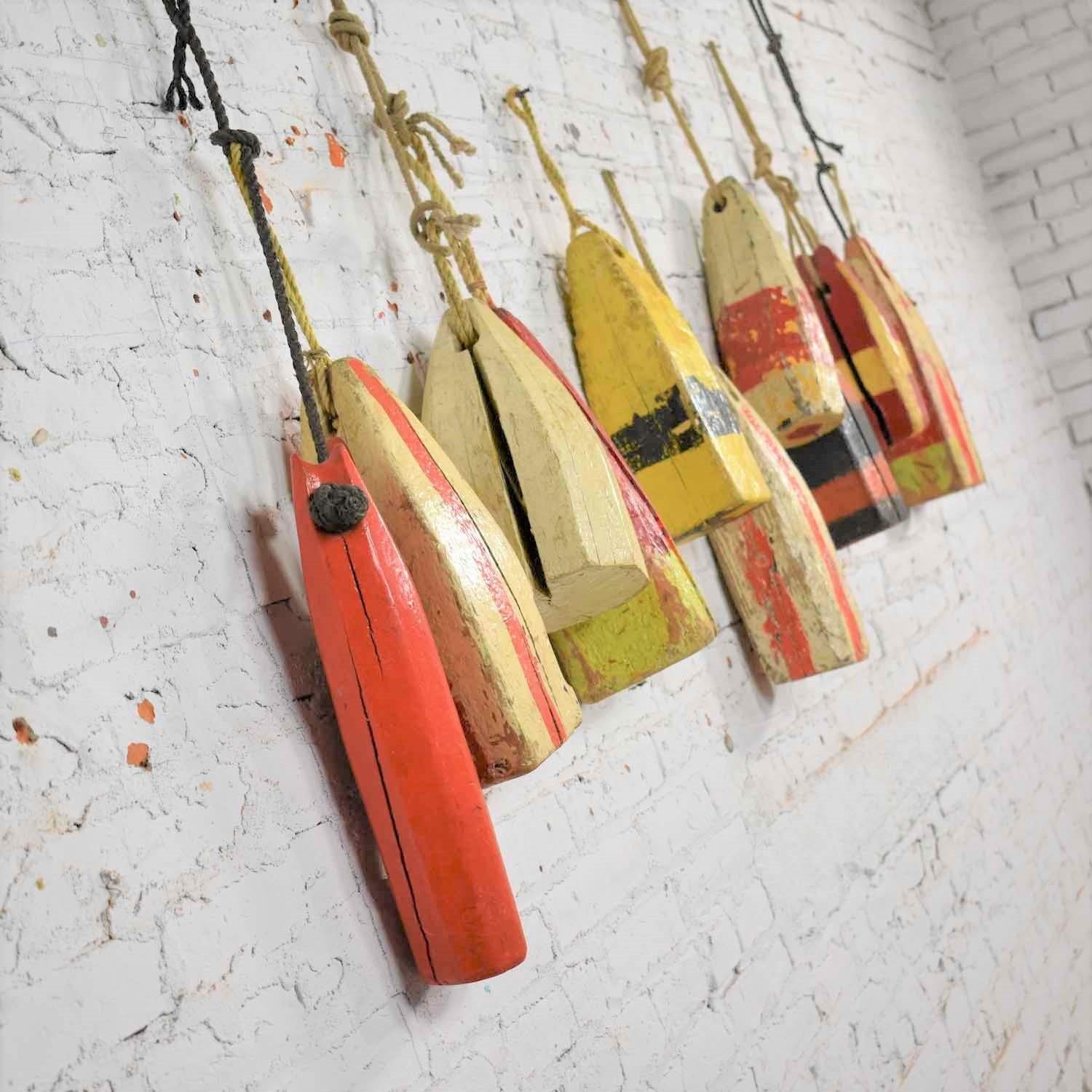 Vintage Painted Wood Authentic Lobster/Crab Trap Buoys Maritime Nautical Décor at 1stDibs