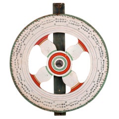 Ruota da gioco di Carnevale in legno dipinto d'epoca
