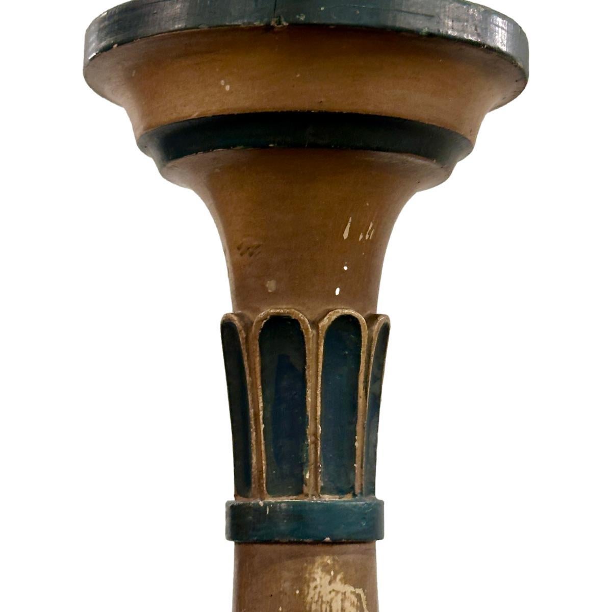 Mid-20th Century Vintage Painted Wood Chandelier For Sale
