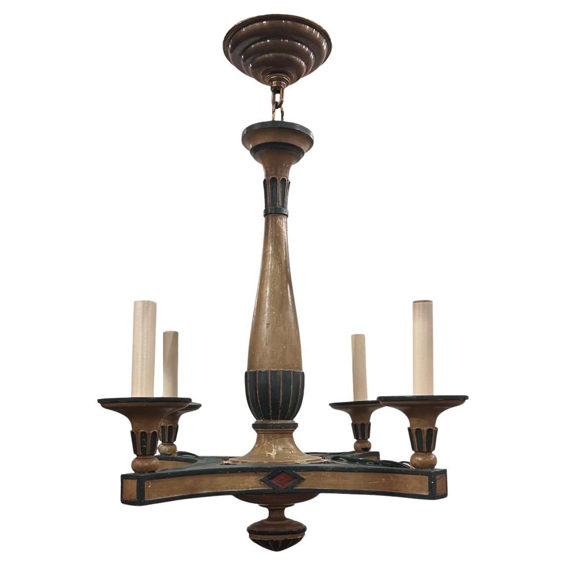 Lustre vintage en bois peint