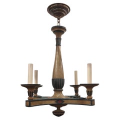 Vintage Painted Wood Chandelier