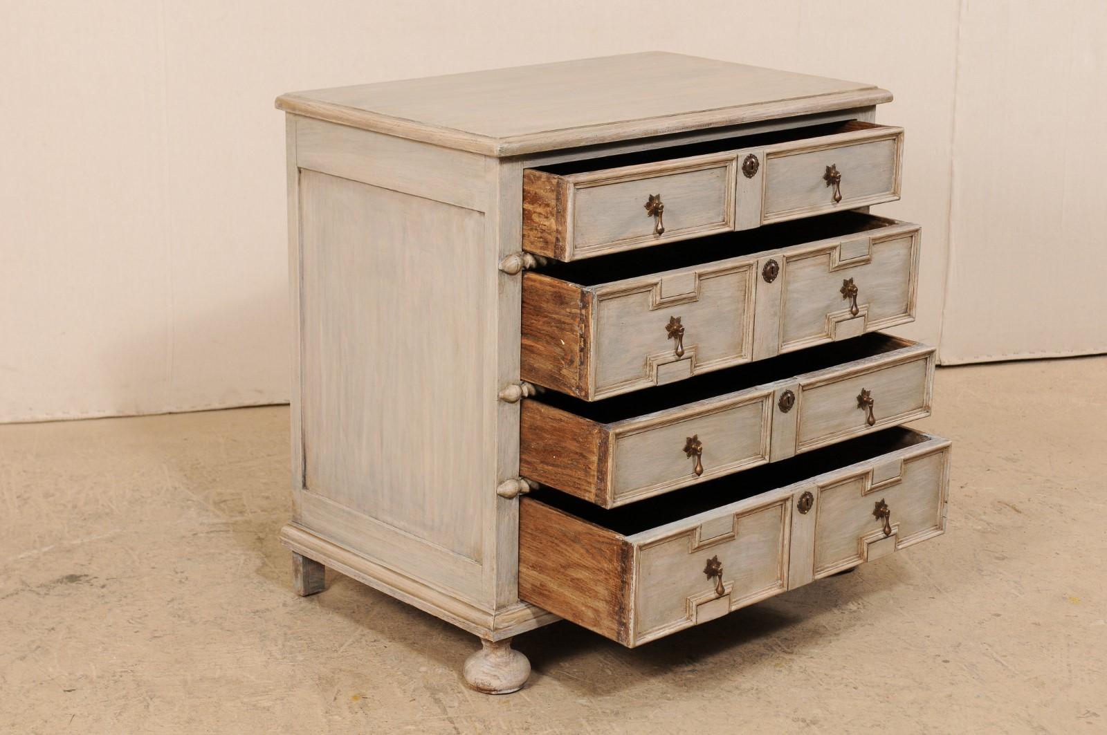 Metal Vintage Painted Wood Chest with Carved Rope Accents