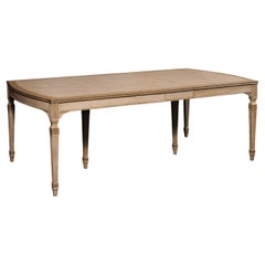 Vintage Painted Wood Dining Room Table w/ Fluted Legs