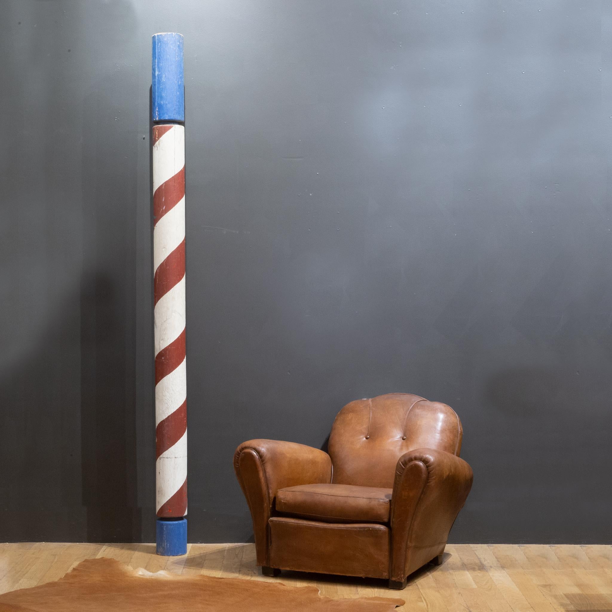 About

Contact us for more shipping options: S16 Home San Francisco. 

A large painted wooden barber pole.

 Creator Unknown.
Date of manufacture c. mid-late 20th c.
Materials and techniques Paint, Wood.
Condition Good. Wear consistent with age and