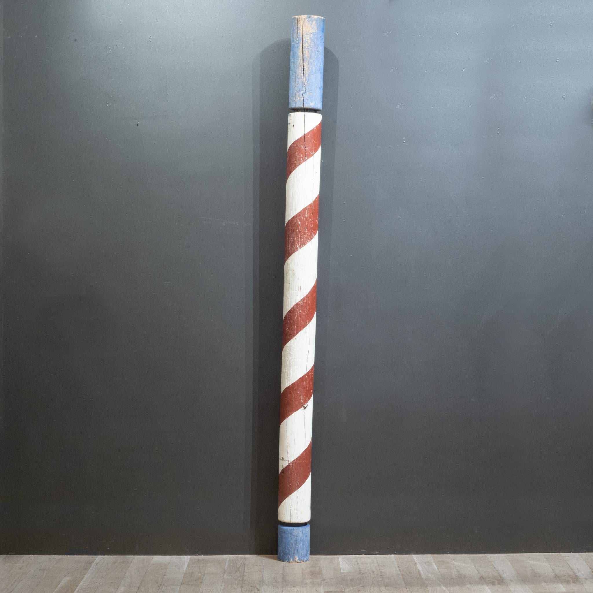 American Vintage Painted Wooden Barber Pole
