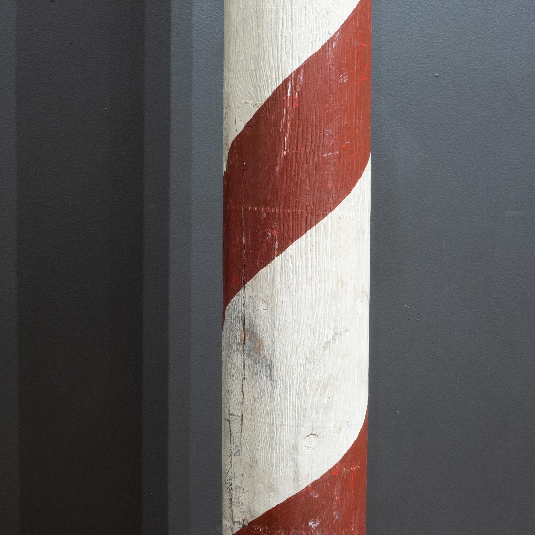 Vintage Painted Wooden Barber Pole In Good Condition In San Francisco, CA