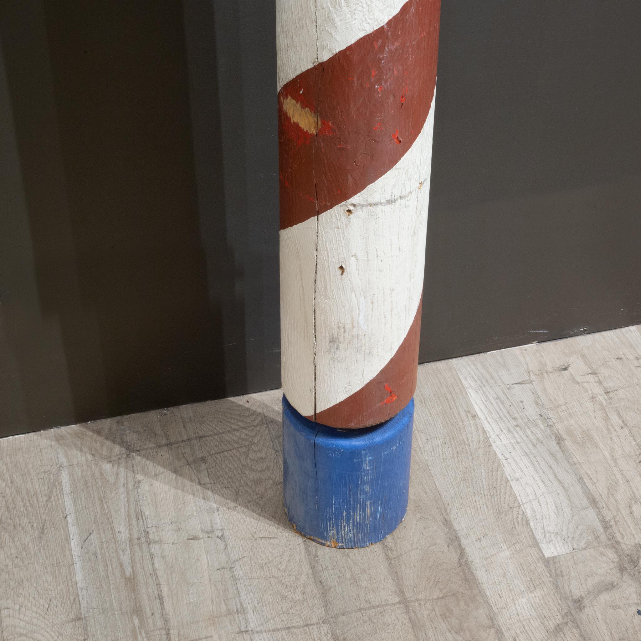 20th Century Vintage Painted Wooden Barber Pole