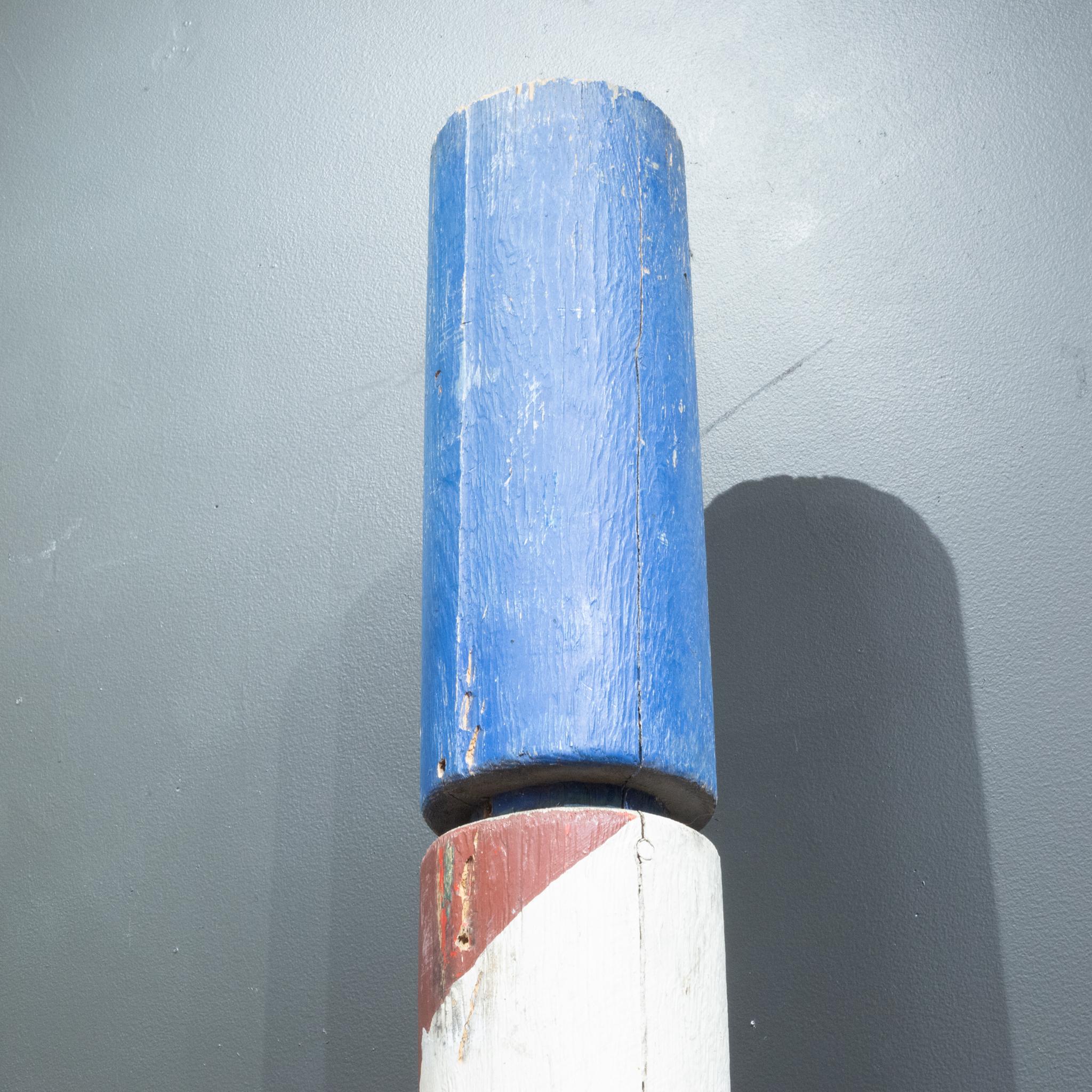 Vintage Painted Wooden Barber Pole 1
