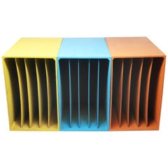 Used Painted Wooden Storage Boxes, a Set of Three
