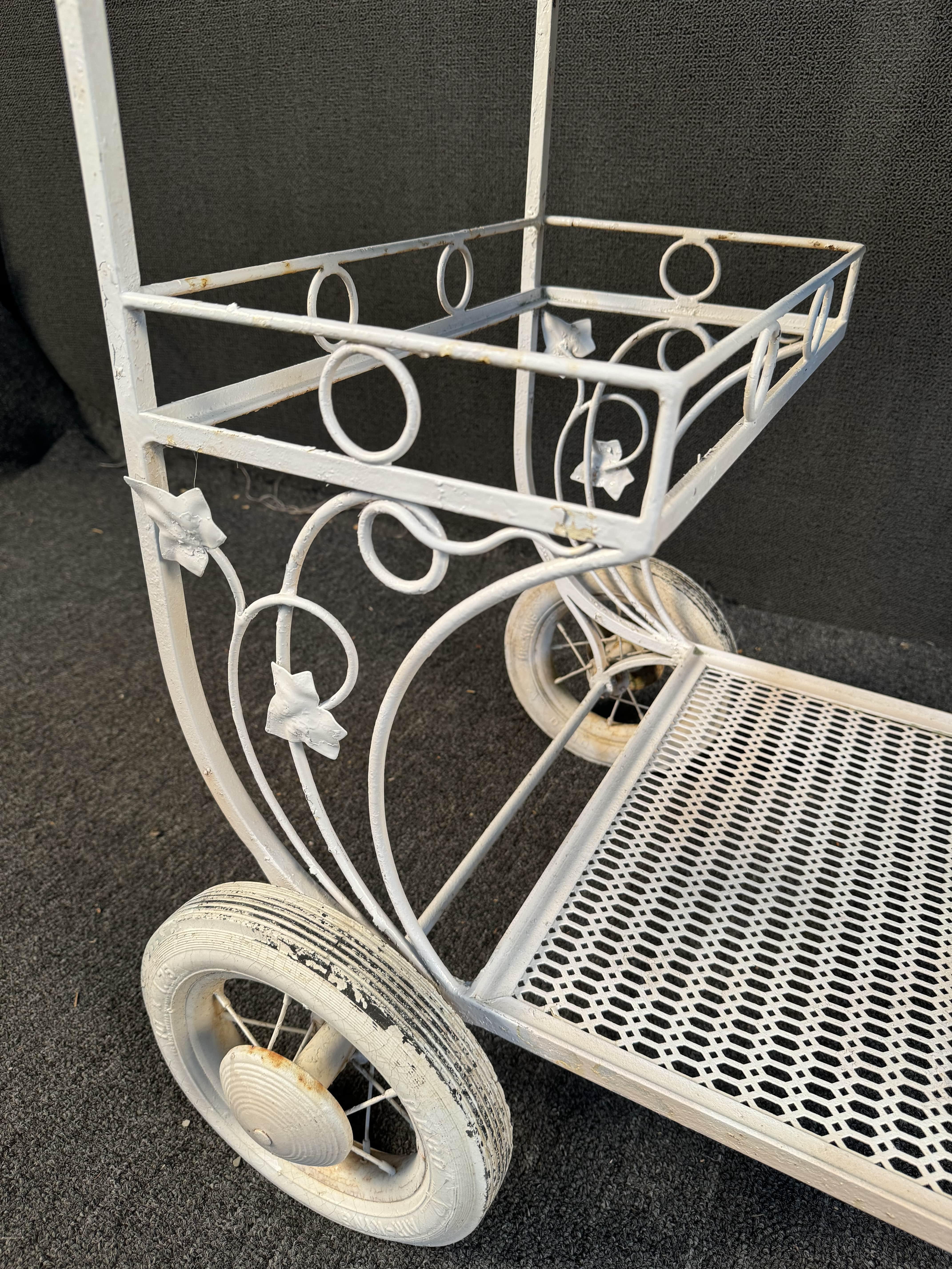 Vintage Painted Wrought Iron Garden Cart For Sale at 1stDibs Vintage Painted Wrought Iron Garden Cart For Sale at 1stDibs
