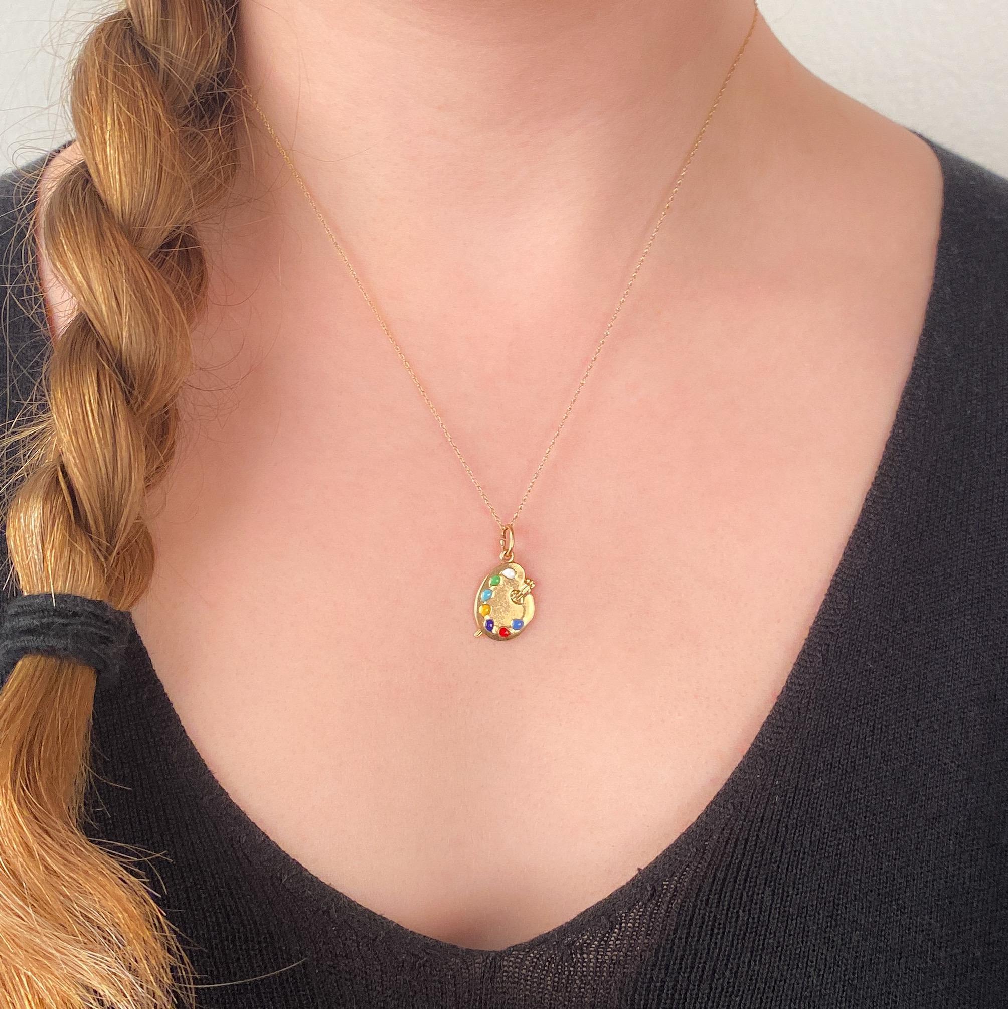 Donna Vintage Painter's Palette Charm of 14k Gold in vendita