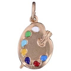 Vintage Painter's Palette Charm of 14k Gold
