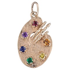 Vintage Painter's Palette Pendant of 14k Gold