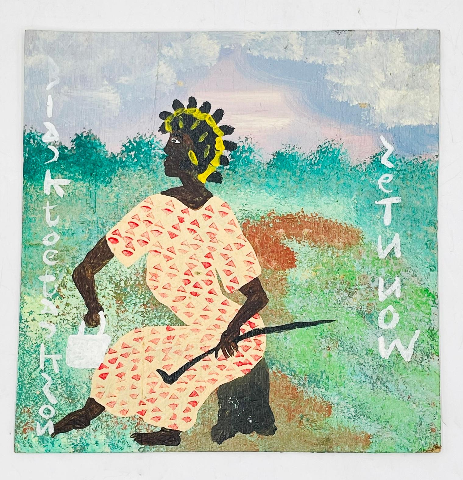 Artisanat Peinture vintage de Black Joe Jackson (US 1922-1997) intitulée 