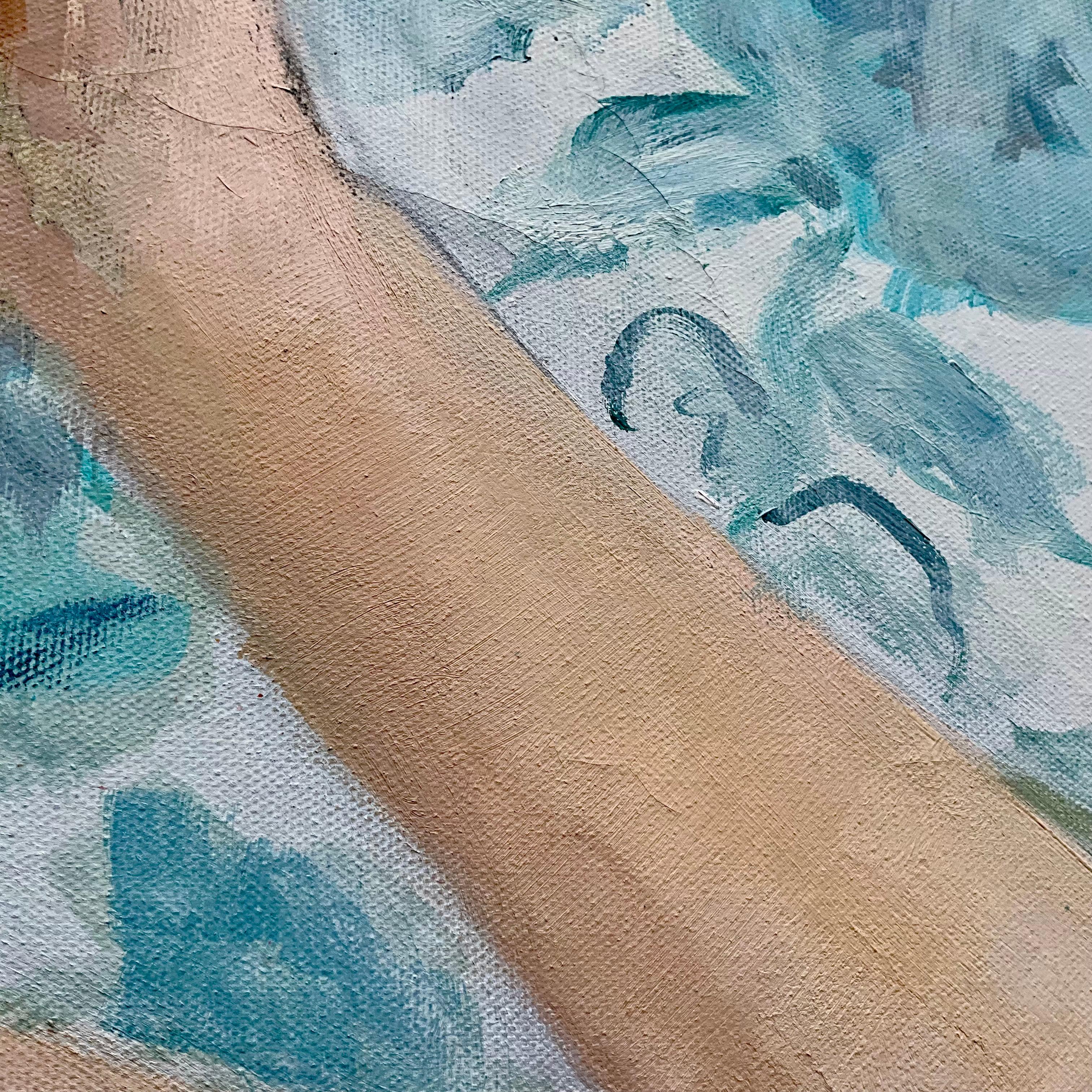 Vintage Painting Lady in Blue E M Kaufman (Handbemalt) im Angebot