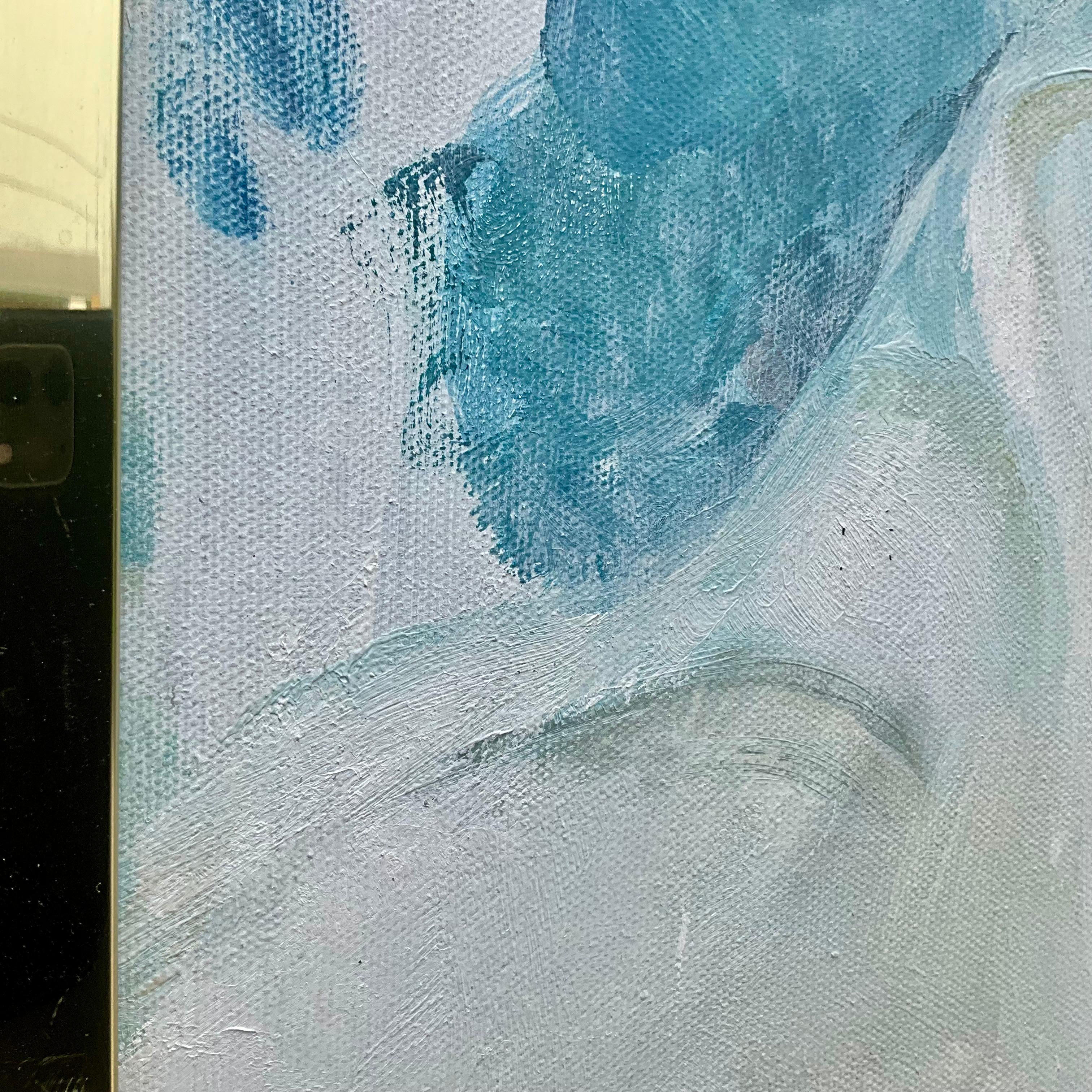Vintage Painting Lady in Blue E M Kaufman (Leinwand) im Angebot