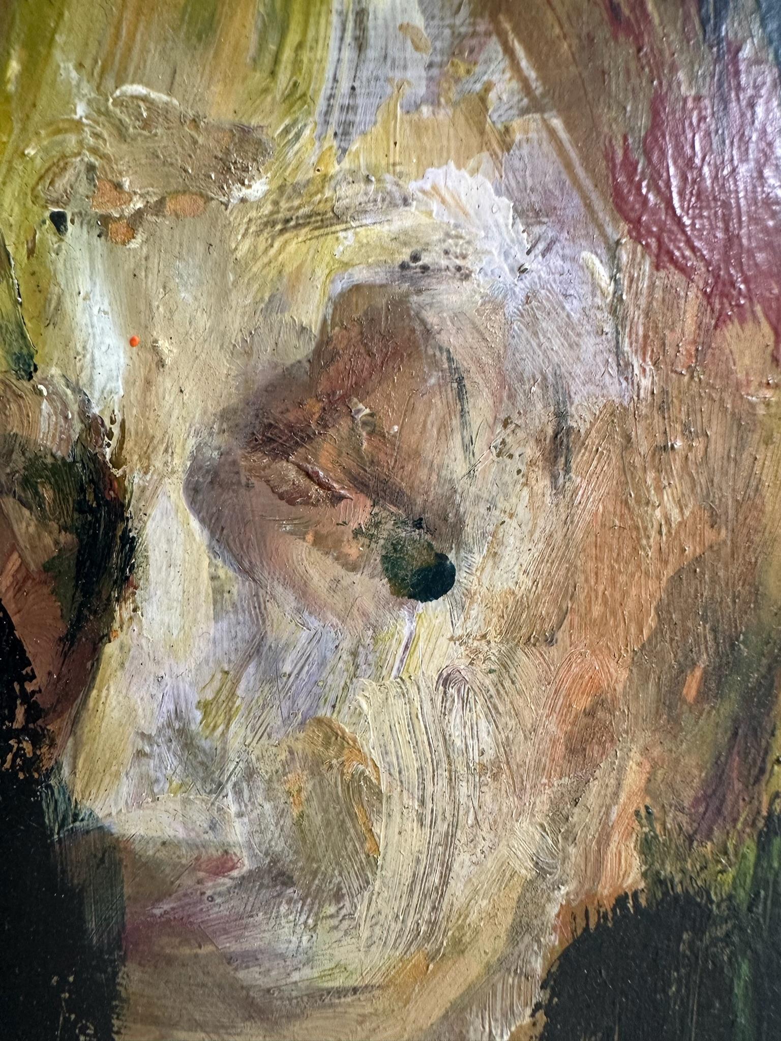 Oak Vintage painting man and fish with costum made frame For Sale