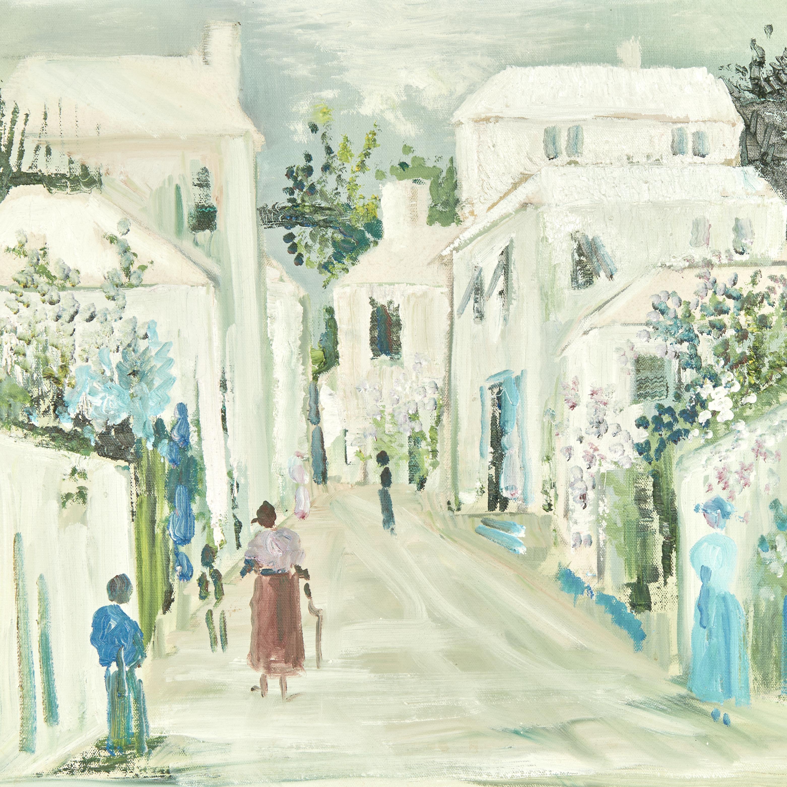 Bermudiano Quadro d'epoca di una scena di strada delle Bermuda di Alfred Birdsey in vendita