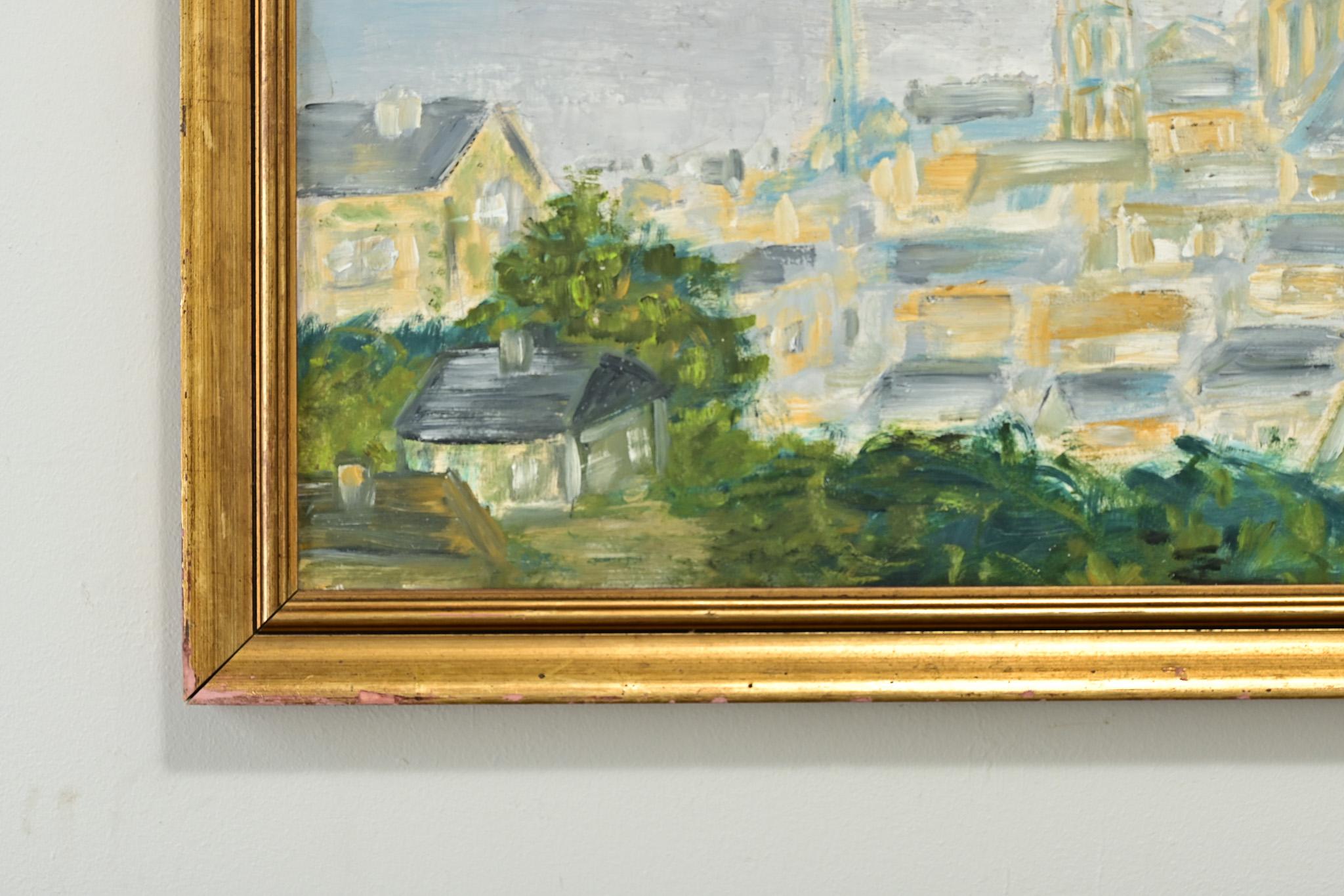 Pintura vintage de una iglesia siglo XX en venta
