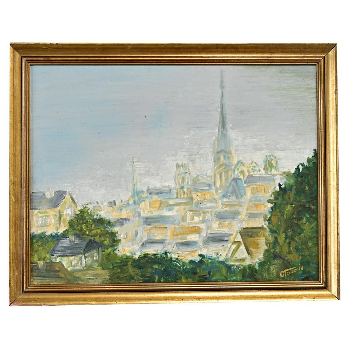 Pintura vintage de una iglesia