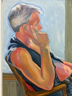 Vintage Painting of a Man on Canvas by Carol Dan