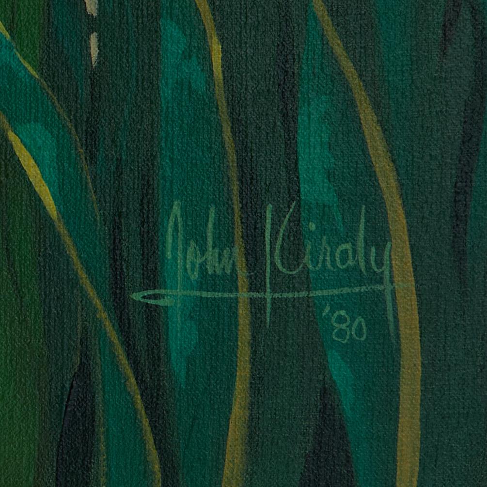 Canvas Vintage Painting of a Tropical Garden by John Kiraly For Sale
