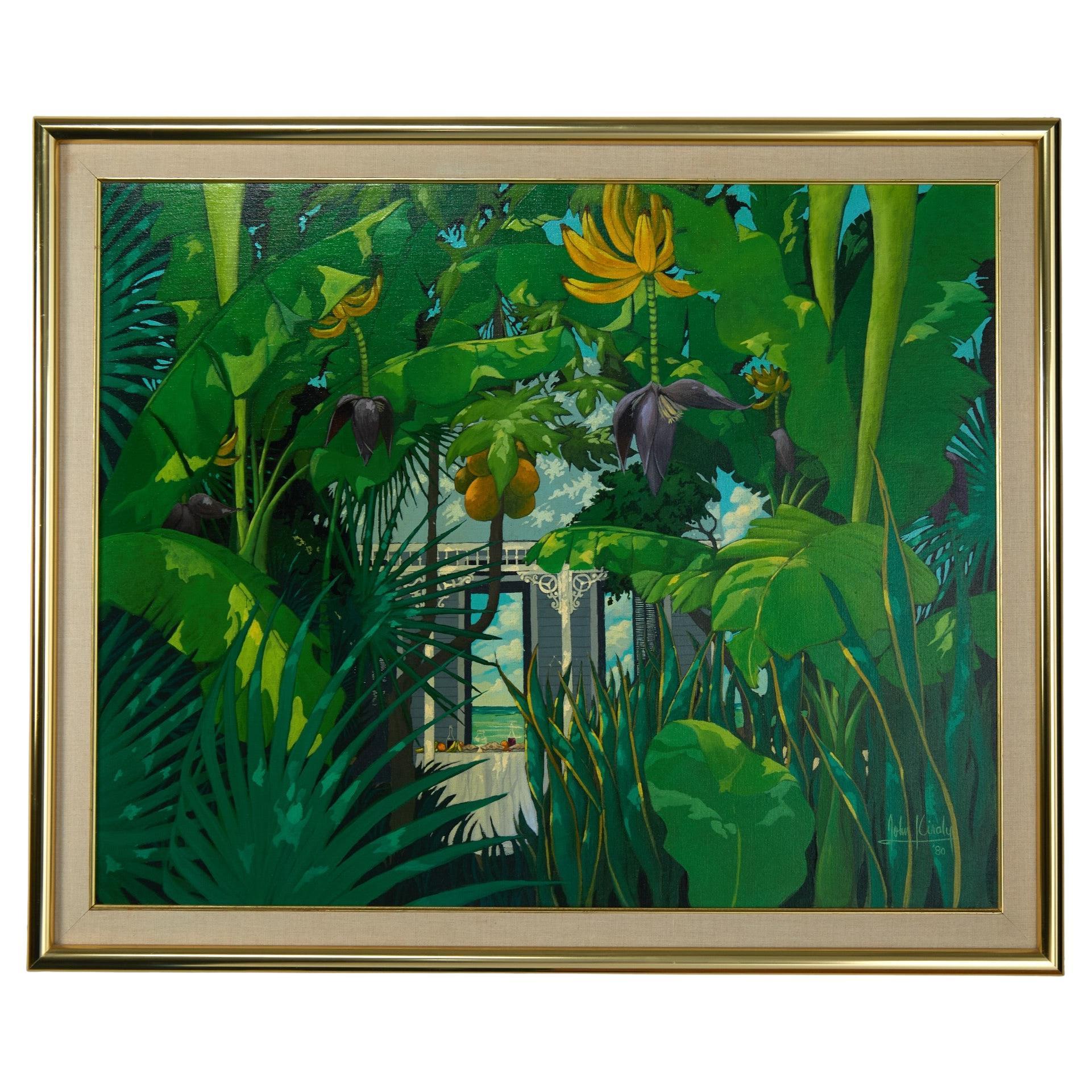 Quadro d'epoca di un giardino tropicale di John Kiralys