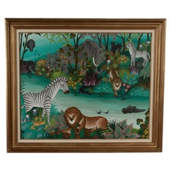 Tableau vintage représentant des animaux dans la jungle, par Gustavo Novoa