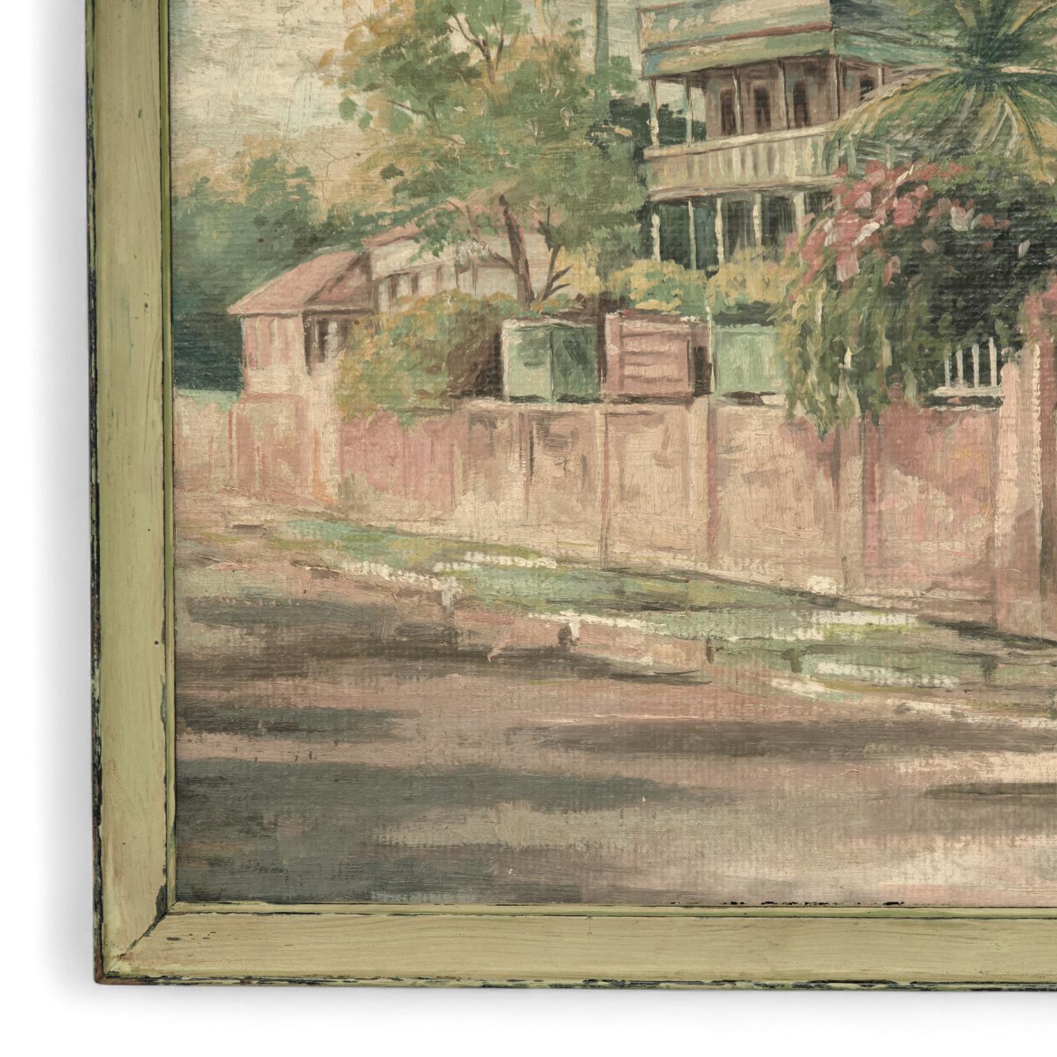 Dipinto a mano Quadro d'epoca di Duke Street Kingston Jamaica di H. H. Geer in vendita