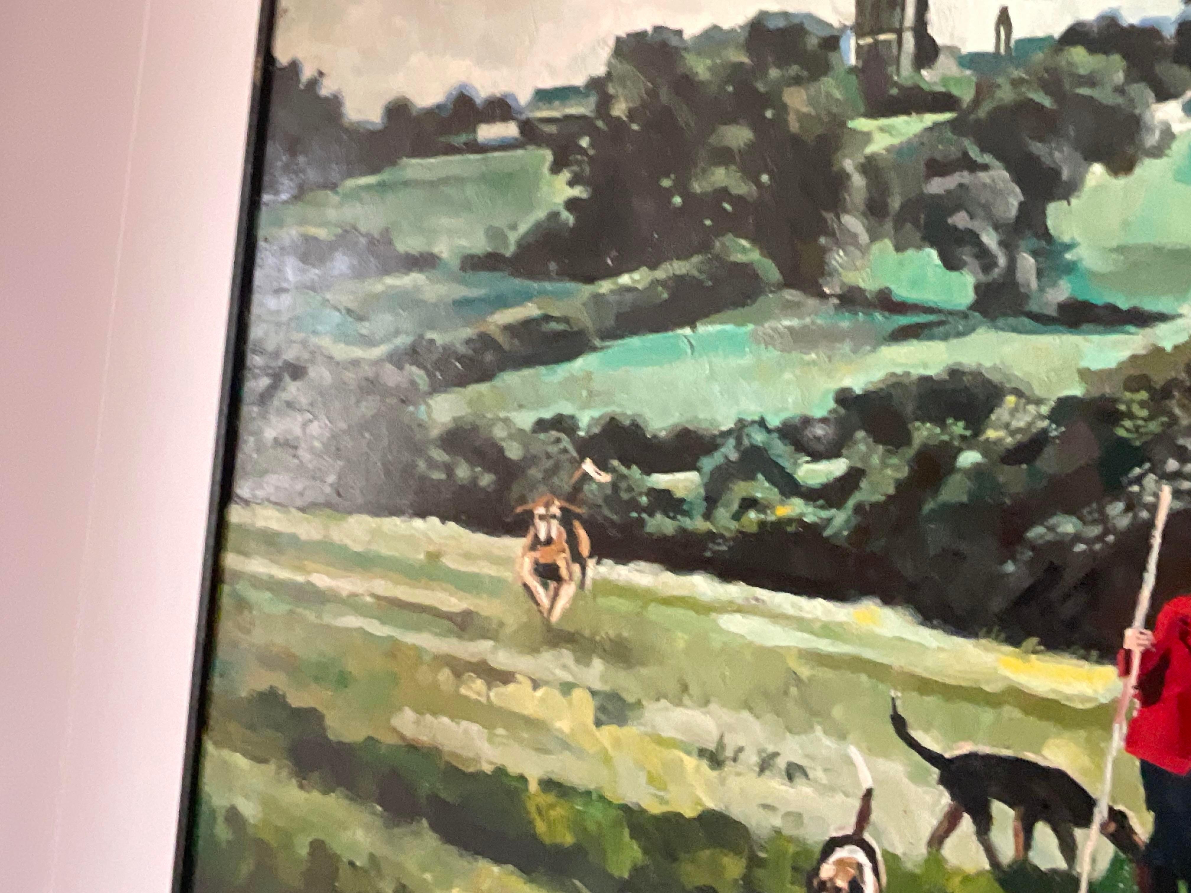 Vintage Painting of Fox Hunt on Board 1