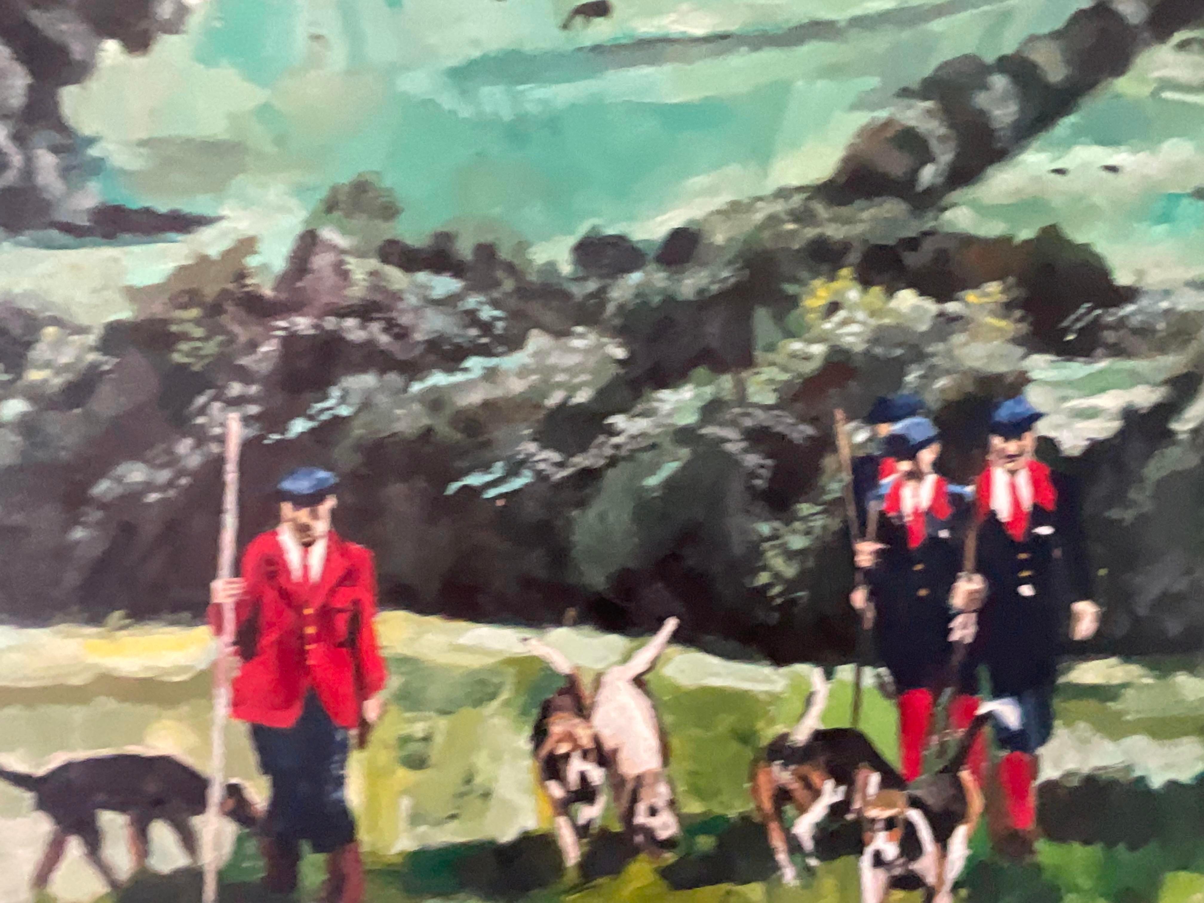 Vintage Painting of Fox Hunt on Board 2