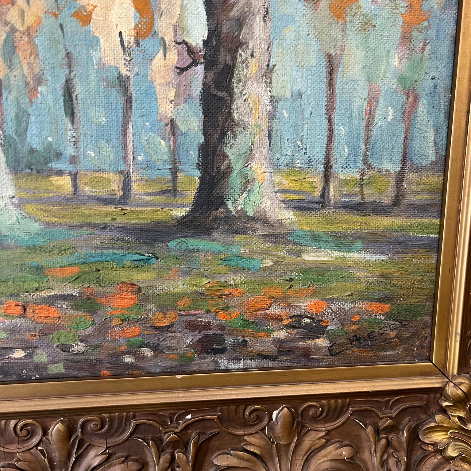 Vintage-Gemälde, Öl auf Leinwand Impressionismus Landschaft Herbst Bäume, signiert, Kunst (Mitte des 20. Jahrhunderts)