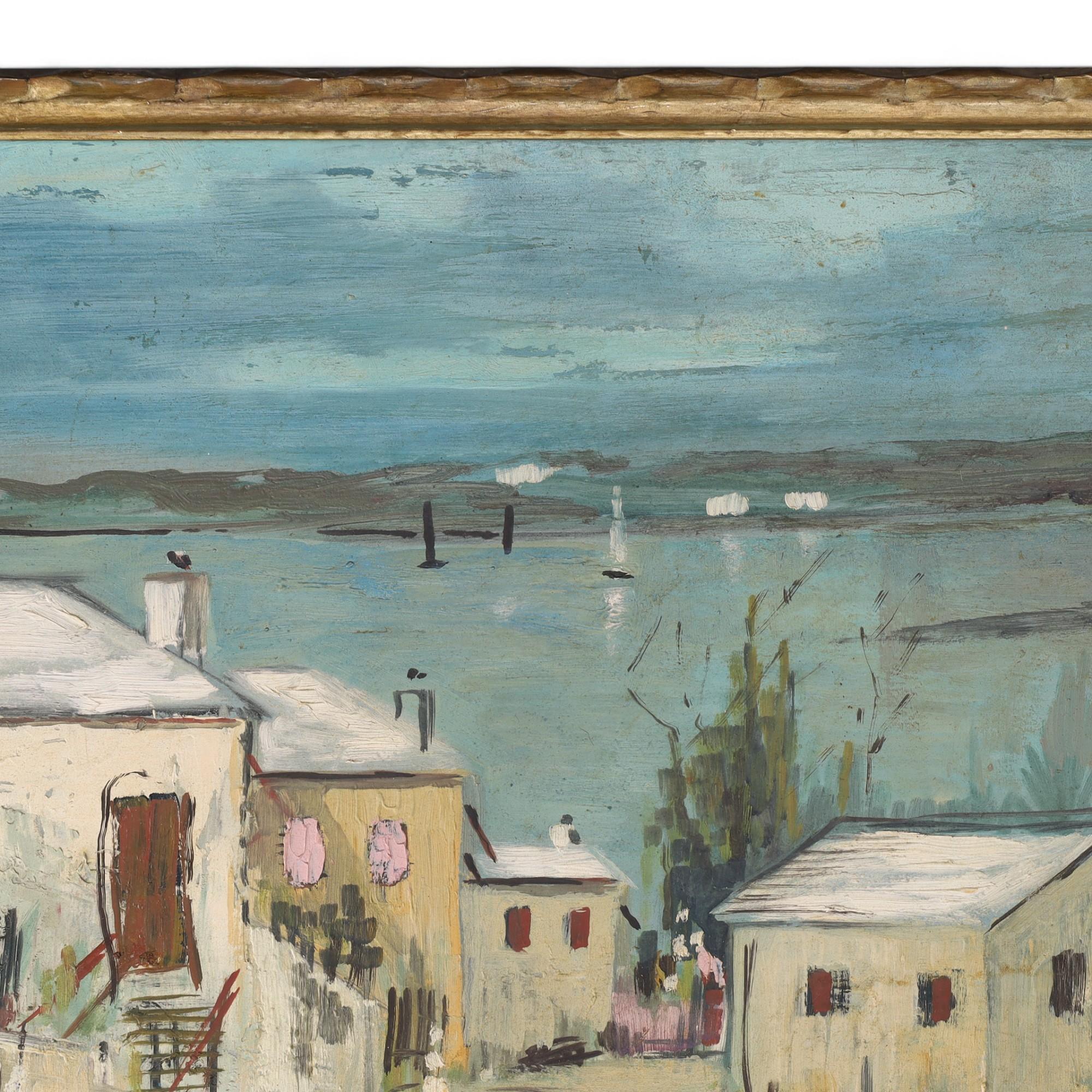 Mid-Century moderno Quadro d'epoca su tavola di un paesaggio delle Bermuda di Alfred Birdsey