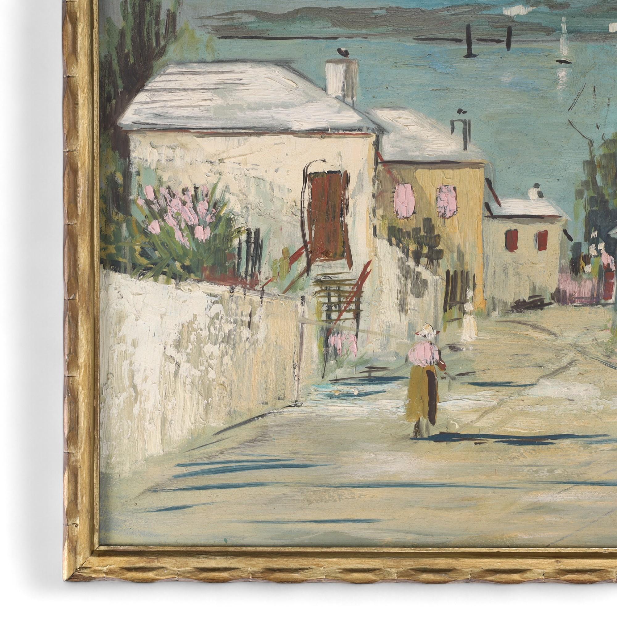 XX secolo Quadro d'epoca su tavola di un paesaggio delle Bermuda di Alfred Birdsey