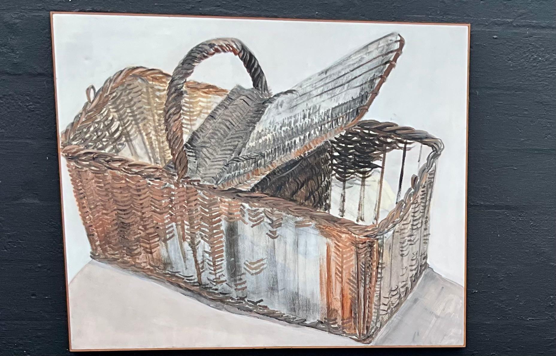 Vintage Painting on Canvas by E.M. Kaufman (Moderne der Mitte des Jahrhunderts) im Angebot
