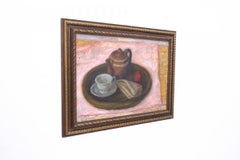 Vintage Painting "Still Life with a Cup and a Jug" with frame.
