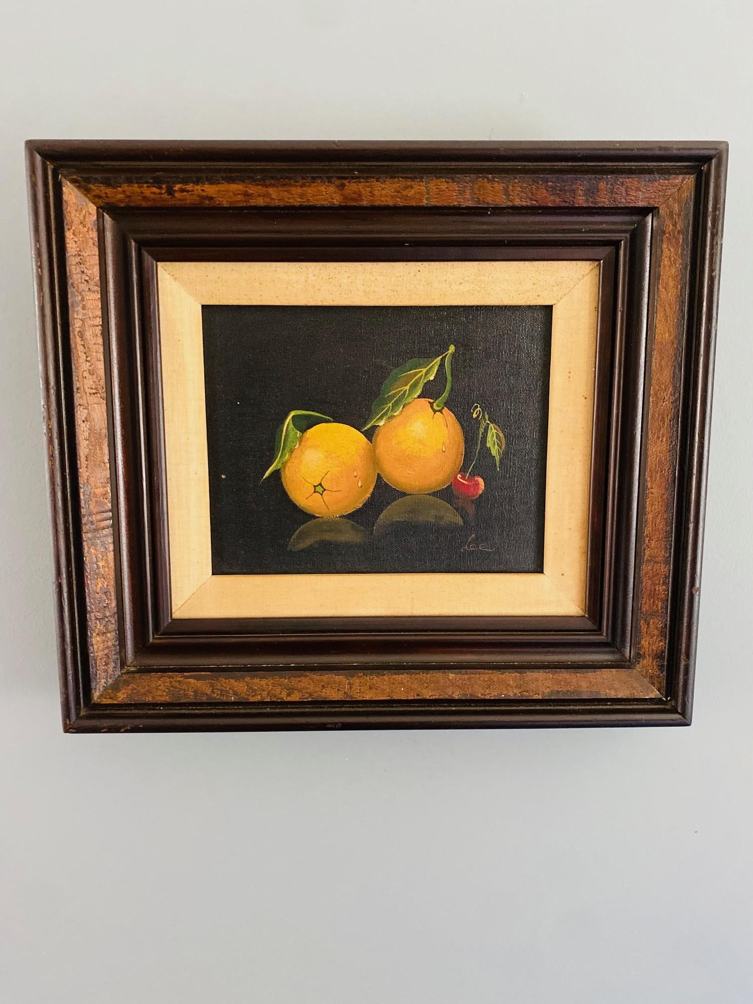 Bois Peinture vintage Nature morte aux fruits - Étude d'oranges en vente