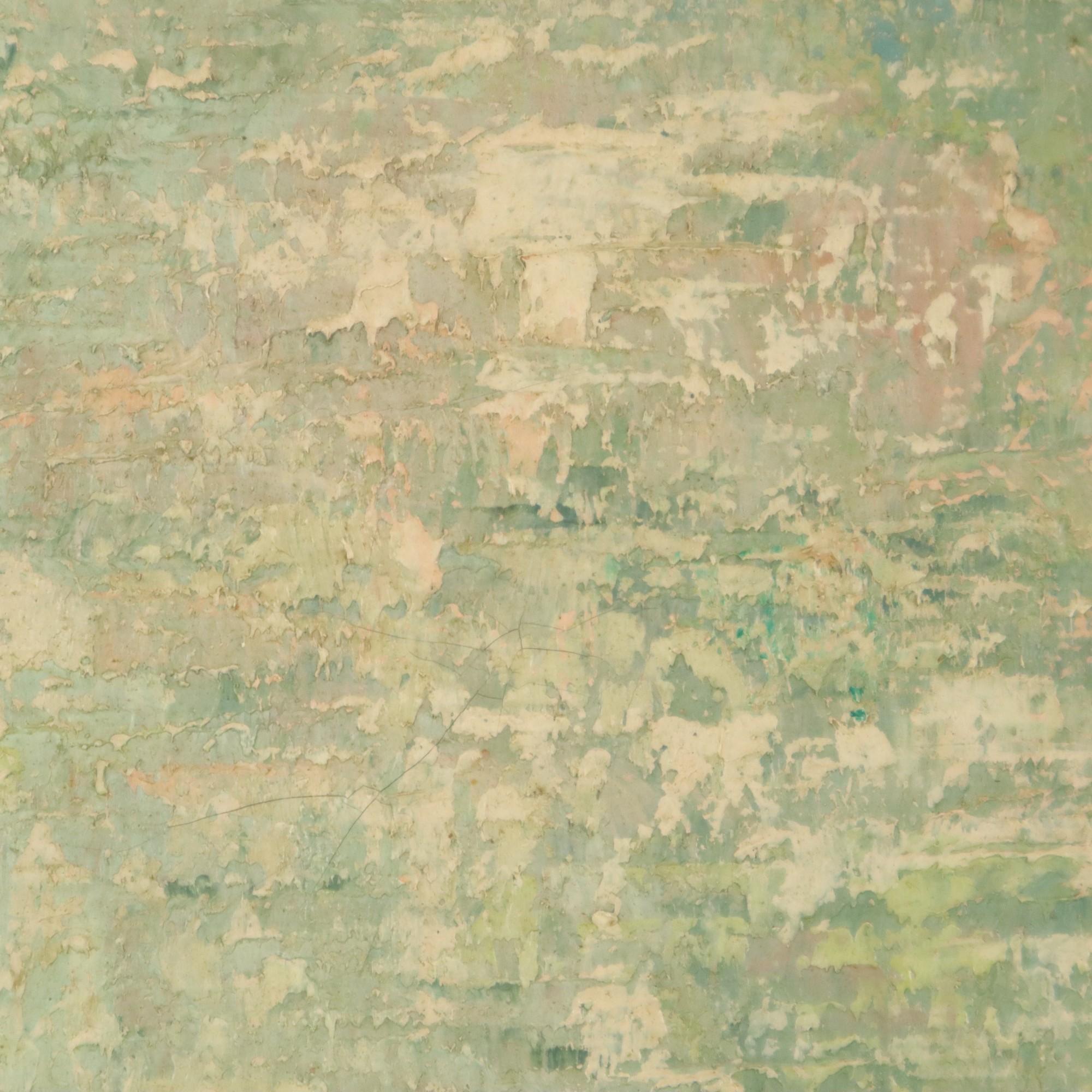 Vintage-Gemälde, Frau, die Blumen pickt, Acryl auf Leinwand, signiert im Angebot 2