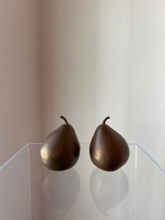 Vintage Pair 1970s Solid Brass Pear Sculptures