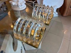 Vintage Pair Art Deco Wall Light Sconces Lucite Ribbon & Brass