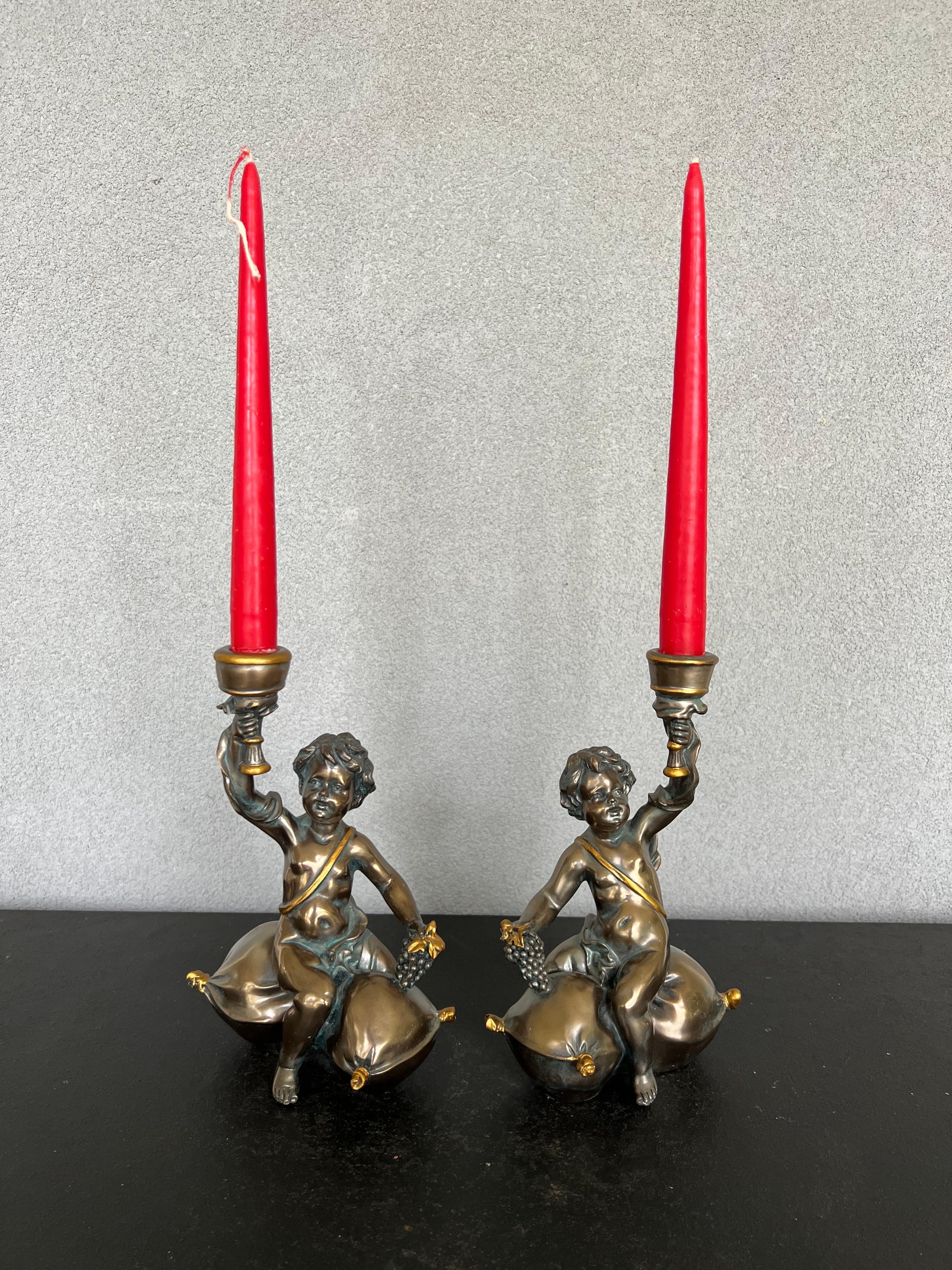 Vintage Pair Bacchus Candlesticks  For Sale 1