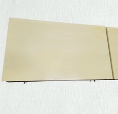 Vintage pair Barbara Barry oversized parchment wood one drawer MCM nightstands