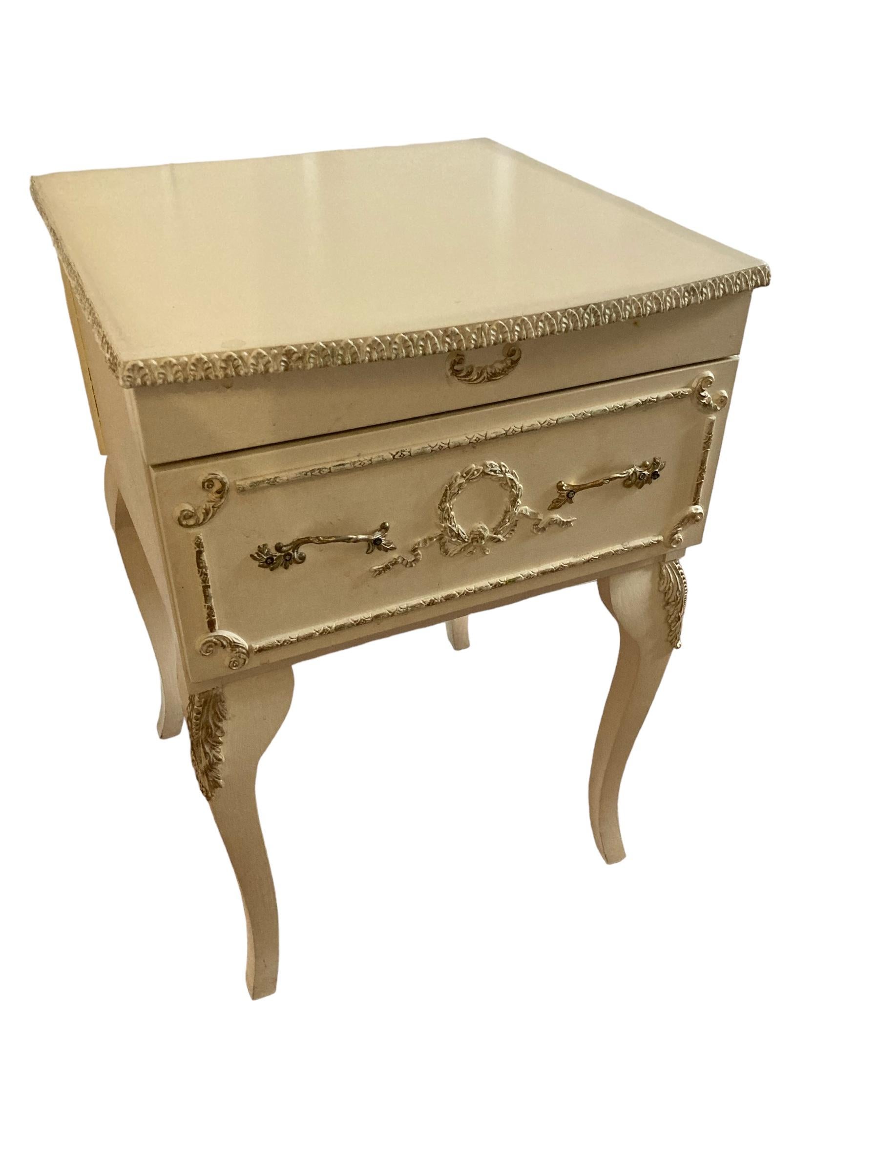 British Vintage Pair Bedside tables or Nightstands French Antique Style