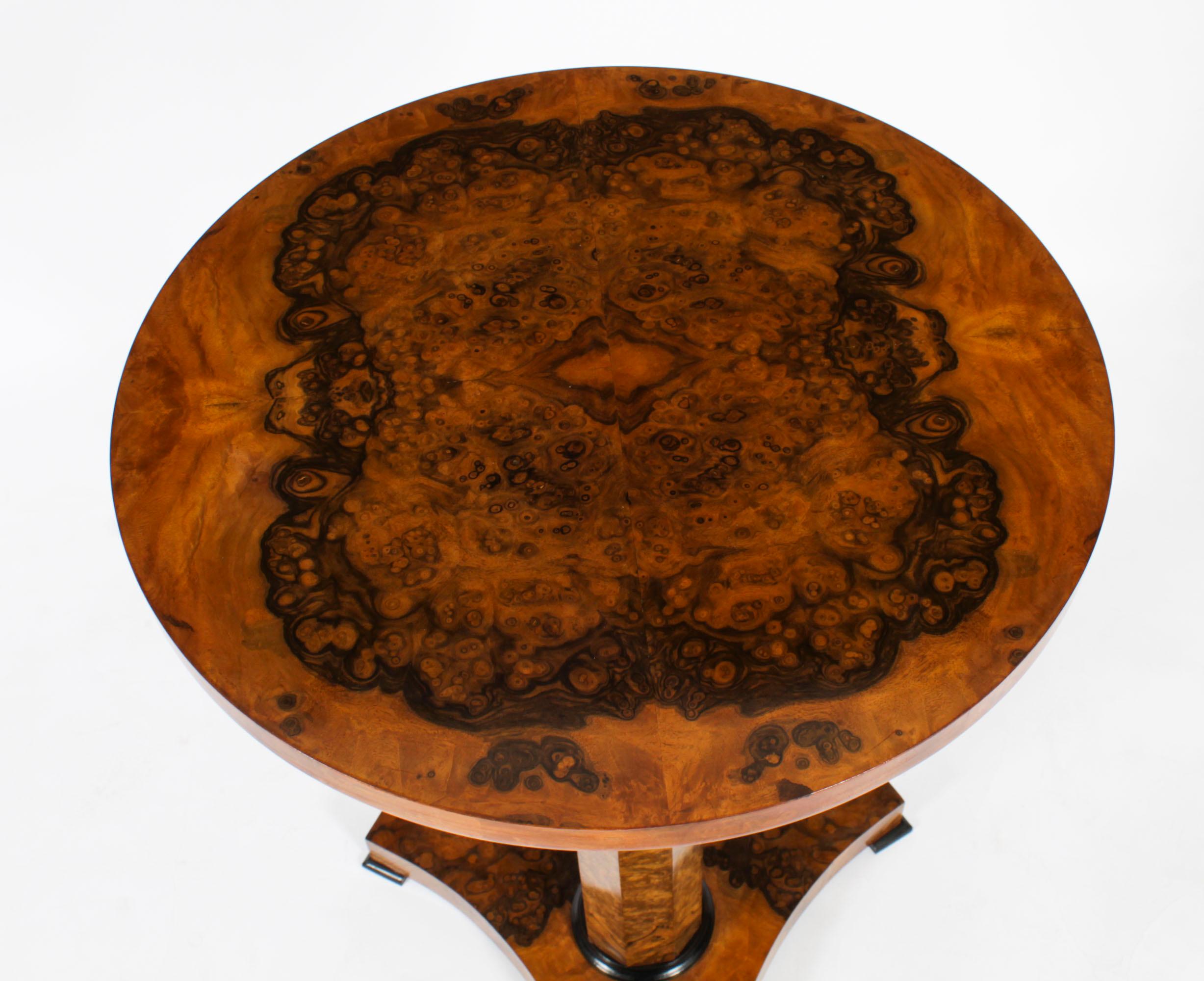 Vintage Pair Biedermeier Burr Walnut Occasional Tables, Mid-20th Century In Good Condition In London, GB