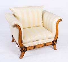 Vintage Pair Birchwood Biedermeier Revival Armchairs Fratelli Boffi 20th Century