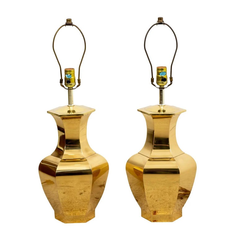 Vintage Pair Brass Ginger Jar Lamps at 1stDibs